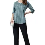 Janasya Women's Blue Cotton Tunic