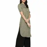 Fabclub Women Rayon Polka Dots Printed Flared Kurti With Palazzo (Green)