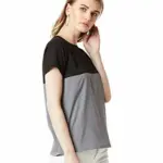 Miss Chase Women's Navy Blue and Yellow Boxy Colour-Block Top