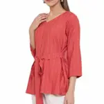 Janasya Women's Red Rayon A-Line Top
