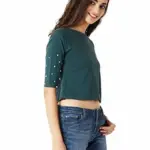 Miss Chase Women's Maroon Pearl Crop Top