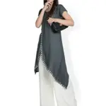 Fabclub Rayon Embroidered Asymmetric Designer Women Kurta With Palazzo (Grey)