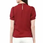 Miss Chase Women's Green High Neck Pleated Top