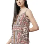 I AM for You White & Purple Printed Crepe Top