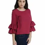 Miss Chase Women's Green Ruffled Top