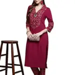ZIYAA Women Women's Maroon Color Crepe Straight Kurta and Pant Set