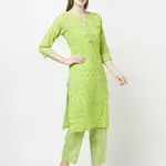 ERISHA Women's Pure Cotton Printed Kurta with pant Set with Dupatta