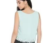 I AM for You Blue Embroidered High-Low Crop Top