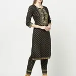 ERISHA Women's printed Rayon embroidered Kurta with pant Set