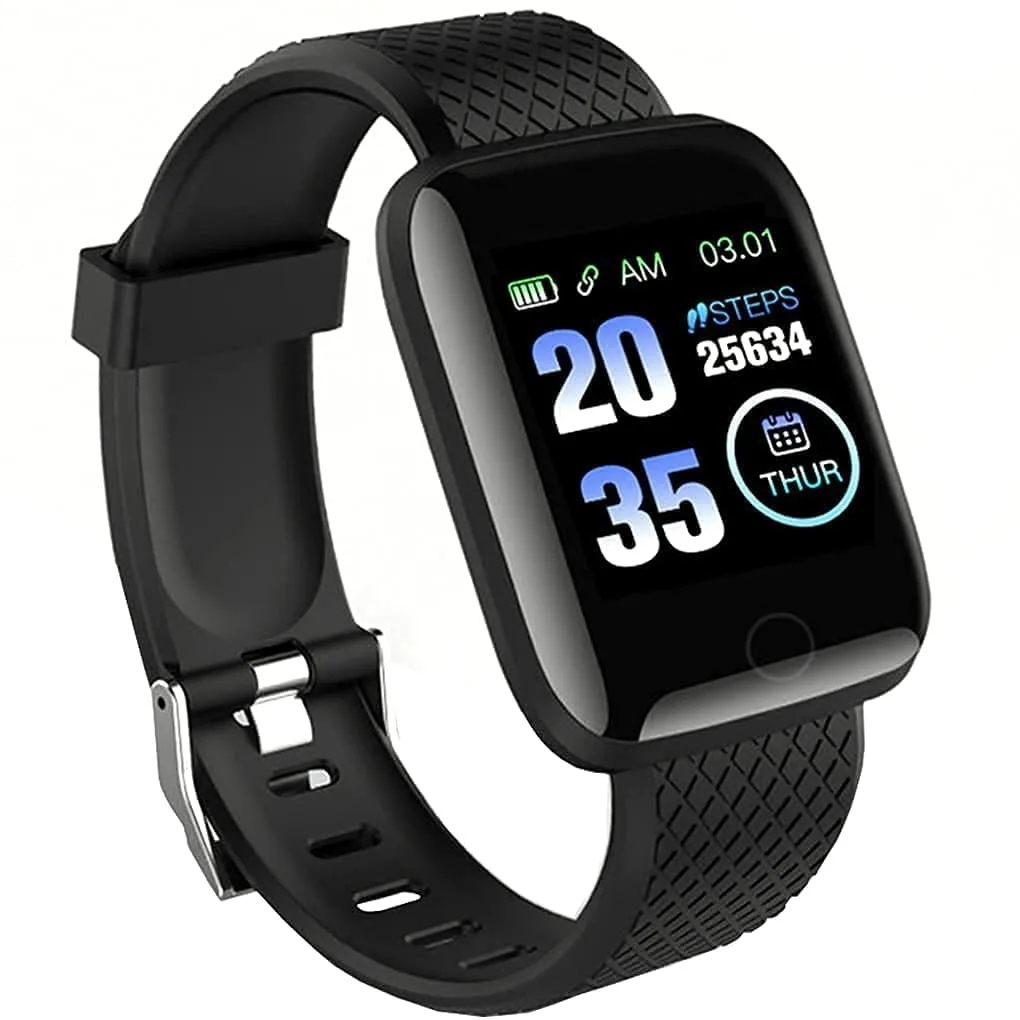 PunnkFunnk D116 Smart Band, Activity Tracker Fitness Band, Sleep Monitor, Step Tracking, Heart Rate Sensor, Kids Smart Watch for Men, Women, Black