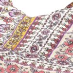 I AM for You White & Purple Printed Crepe Top