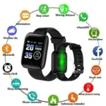 PunnkFunnk D116 Smart Band, Activity Tracker Fitness Band, Sleep Monitor, Step Tracking, Heart Rate Sensor, Kids Smart Watch for Men, Women, Black