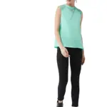 Miss Chase Women's Sea Green Round Neck Sleeveless Basic Lace Top