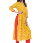 Erisha Women's Rayon Printed Kurta with Palazzo Pant Set_Yellow