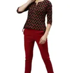 Janasya Women's Regular Black Cotton Top
