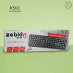 Zebion K500 USB Keyboard, Rugged Heavy-Duty Body, Tested with Over 1 Million Keystrokes,Clicky-Touch Feel, Ergonomic Design;