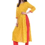 Erisha Women's Rayon Printed Kurta with Palazzo Pant Set_Yellow