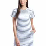 RIGO Women's Mini Dress (WDRS115-1030-M_White & Blue)