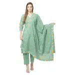 ERISHA Women's Pure Cotton Printed Kurta with palazzo and Dupatta