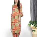 Fabclub Women's Heavy Rayon Geometric Printed Kurta With Palazzo (MultiColor)_Medium Size