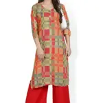 Fabclub Heavy Rayon Geometric Printed Straight Women Kurti With Palazzo (Multicolor)