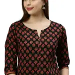 Janasya Women's Regular Black Cotton Top