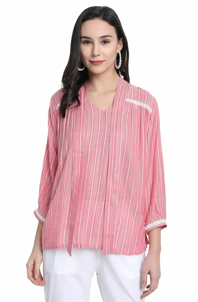 Janasya Women's Pink Rayon Top