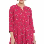 Janasya Women's Pink Rayon Gathered Top