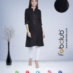 Fabclub Rayon Plain Solid Calf Length Straight Kurti for Women (Large)