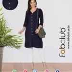 Fabclub Rayon Plain Solid Knee Length Front Slit Kurti for Women (Medium)