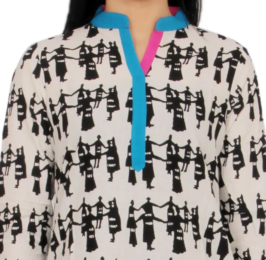 Rangmayee/Astitva Women Printed V-neck Calf Length Kurta (Medium)