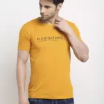 Rodamo Cotton Printed Mustard T-Shirt (Medium)