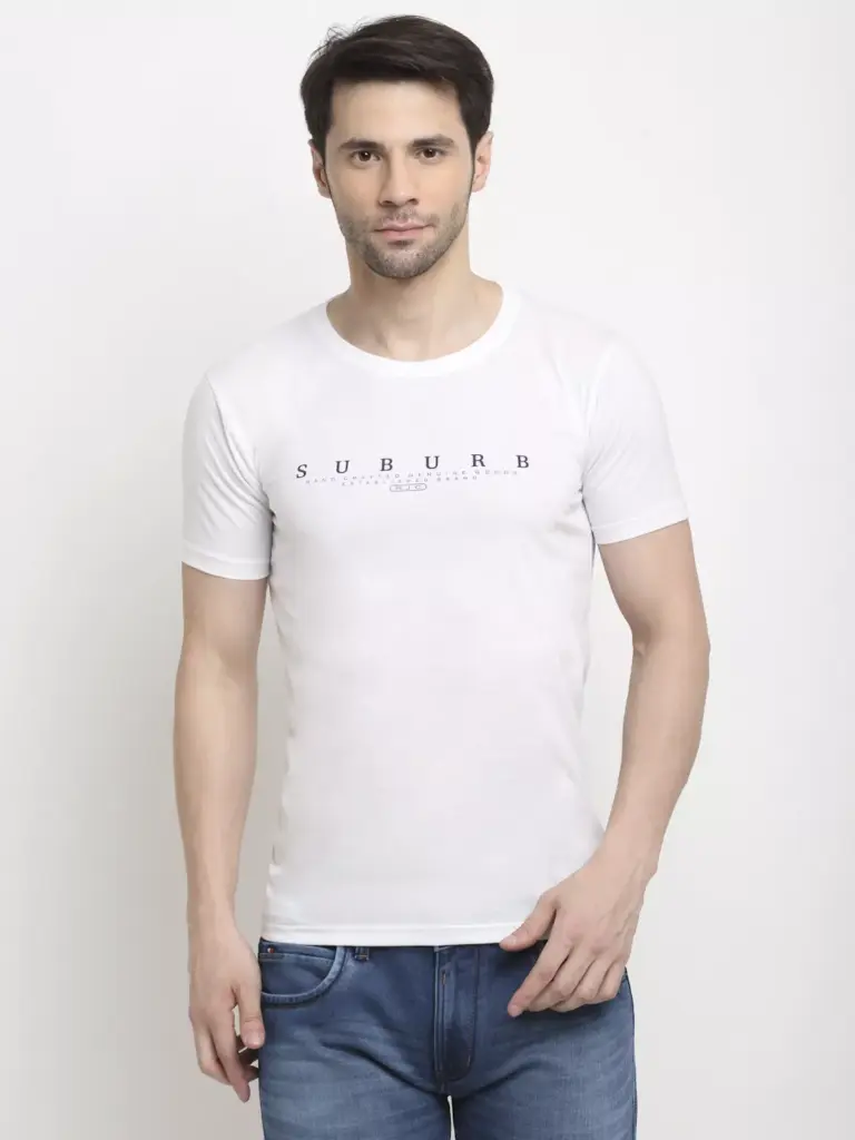 Rodamo Cotton Printed White T-Shirt (Medium)