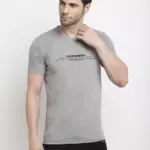 Rodamo Cotton Printed Gray T-Shirt (Medium)