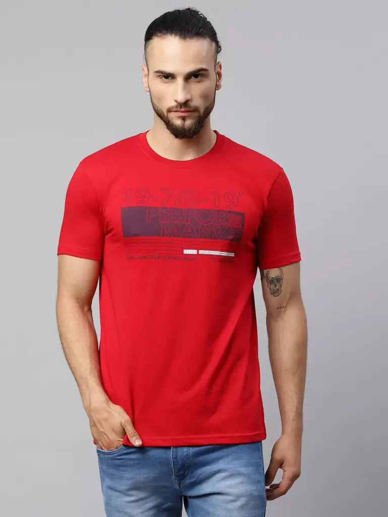 Rodamo Printed Round Neck T-shirts (Large) (112150102)